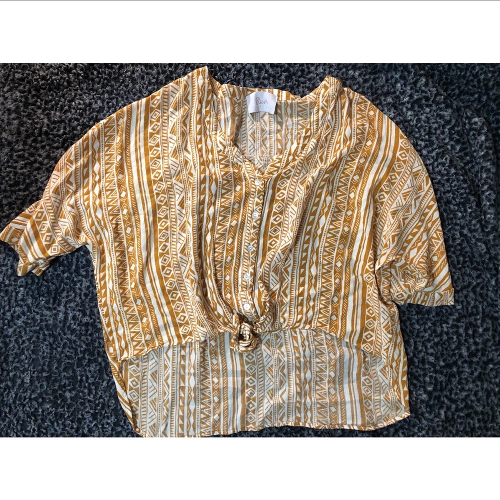 Mustard Aztec print blouse